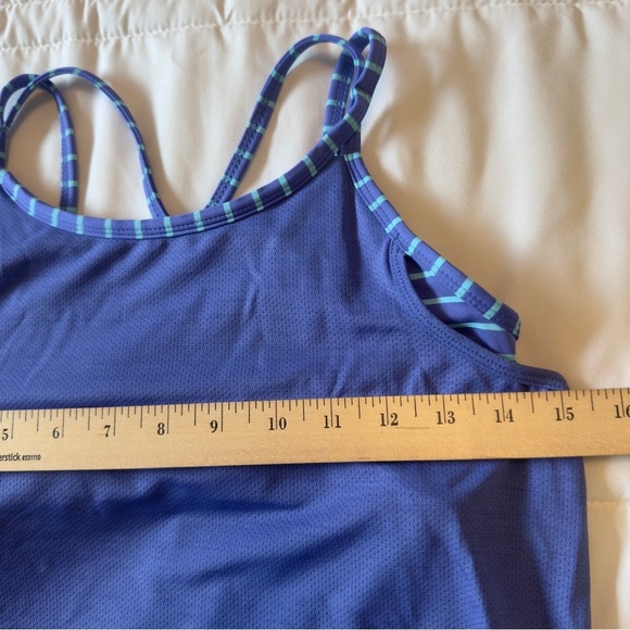 Athleta Girls Purple and Blue Tank Top with Built In Bra Criss-Cross Straps Sz L - Picture 7 of 12